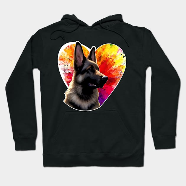 Heart German Shepherd Dog Loyal Love For The Breed GSD Hoodie by DesignFunk